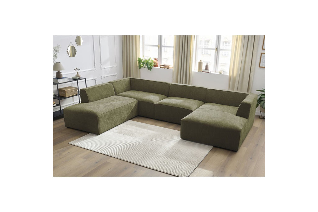 Fixed Panoramic Sofa - Megeve - Textured Fabric - Right-Hand Corner