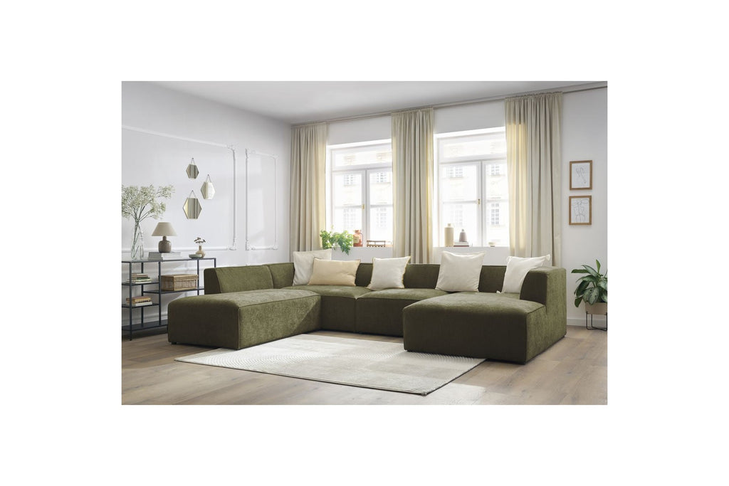 Fixed Panoramic Sofa - Megeve - Textured Fabric - Right-Hand Corner