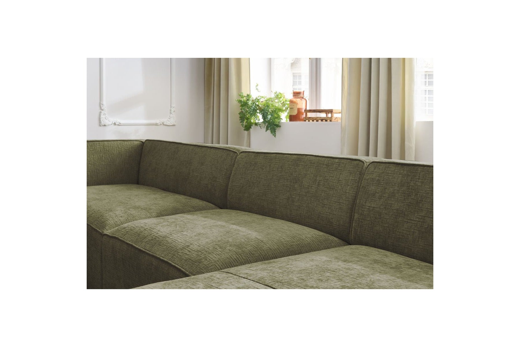 Fixed Panoramic Sofa - Megeve - Textured Fabric - Right-Hand Corner