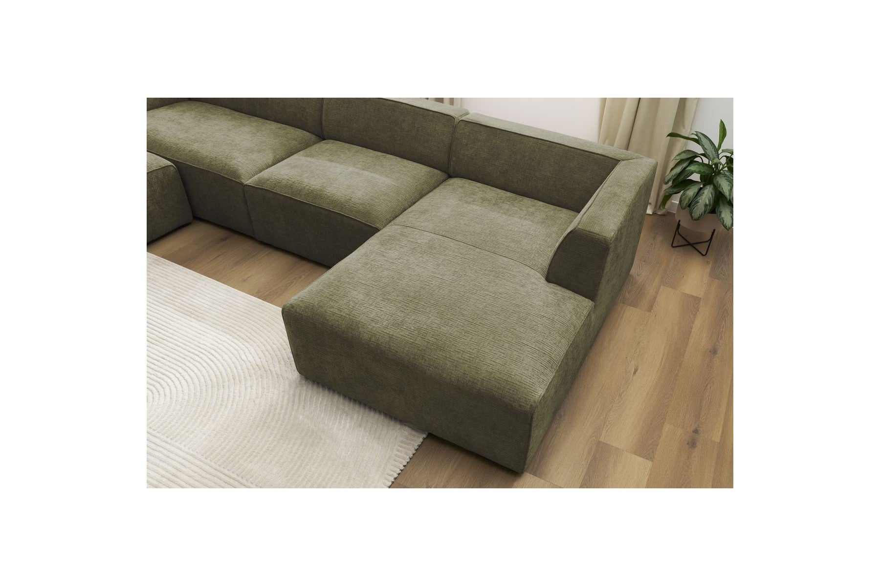 Fixed Panoramic Sofa - Megeve - Textured Fabric - Right-Hand Corner
