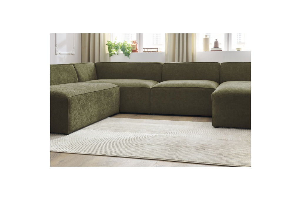 Fixed Panoramic Sofa - Megeve - Textured Fabric - Right-Hand Corner