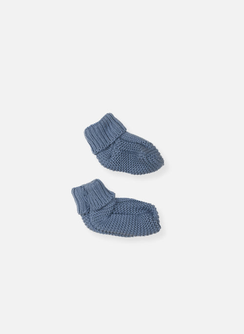 Chaussons En Coton Petits Chats - Bleu Orage