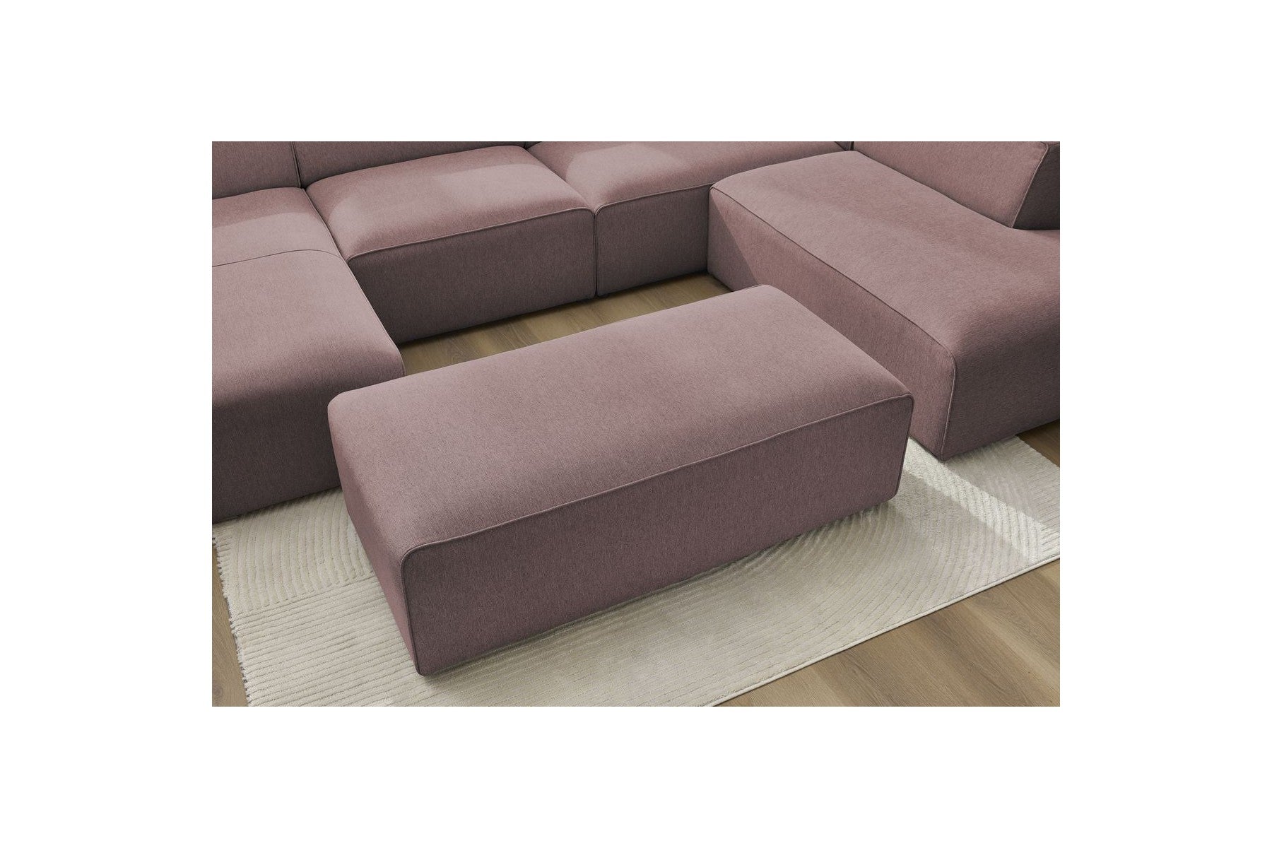 Canapé Panoramique Fixe - Megeve - Avec Pouf - Tissu Chiné - Angle Gauche