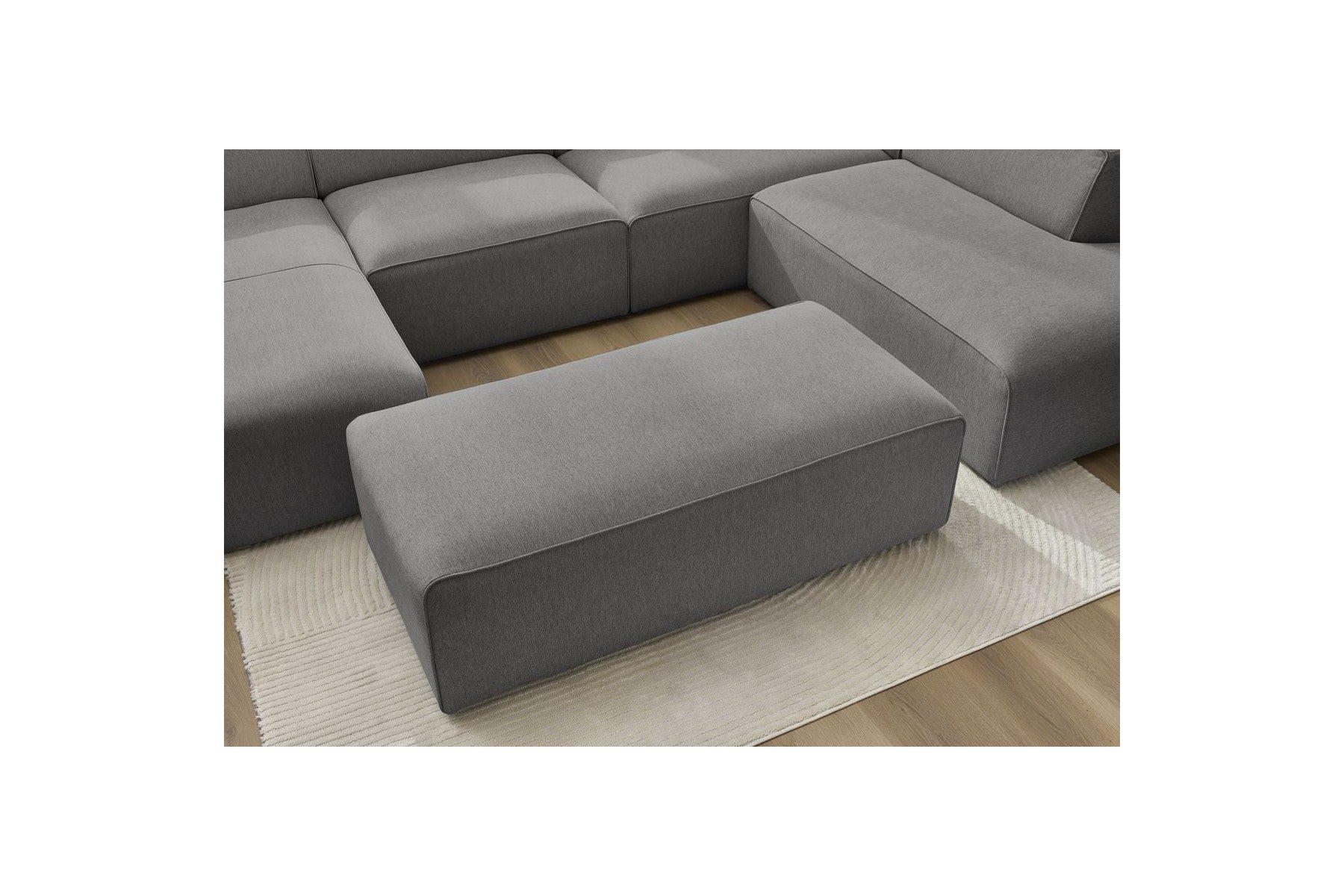 Canapé Panoramique Fixe - Megeve - Avec Pouf - Tissu Chiné - Angle Gauche