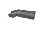 Canapé Panoramique Fixe - Megeve - Avec Pouf - Tissu Velours Côtelé - Angle Droit