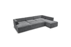 Fixed Panoramic Sofa - Megeve - With Pouffe - Textured Fabric - Left Corner