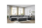 Fixed Panoramic Sofa - Megeve - With Pouffe - Textured Fabric - Left Corner