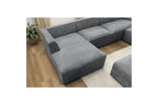 Fixed Panoramic Sofa - Megeve - With Pouffe - Textured Fabric - Left Corner