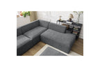 Fixed Panoramic Sofa - Megeve - With Pouffe - Textured Fabric - Left Corner