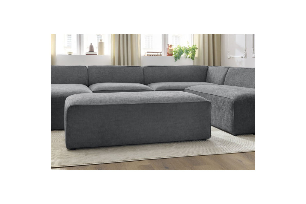 Fixed Panoramic Sofa - Megeve - With Pouffe - Textured Fabric - Left Corner