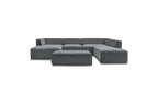Fixed Panoramic Sofa - Megeve - With Pouffe - Textured Fabric - Left Corner
