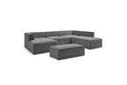 Fixed Panoramic Sofa - Megeve - With Pouffe - Textured Fabric - Left Corner