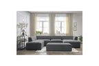 Fixed Panoramic Sofa - Megeve - With Pouffe - Textured Fabric - Right-Hand Corner