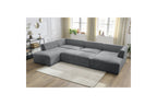 Fixed Panoramic Sofa - Megeve - With Pouffe - Textured Fabric - Right-Hand Corner