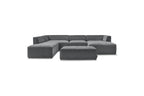 Fixed Panoramic Sofa - Megeve - With Pouffe - Textured Fabric - Right-Hand Corner