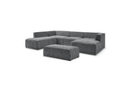 Fixed Panoramic Sofa - Megeve - With Pouffe - Textured Fabric - Right-Hand Corner