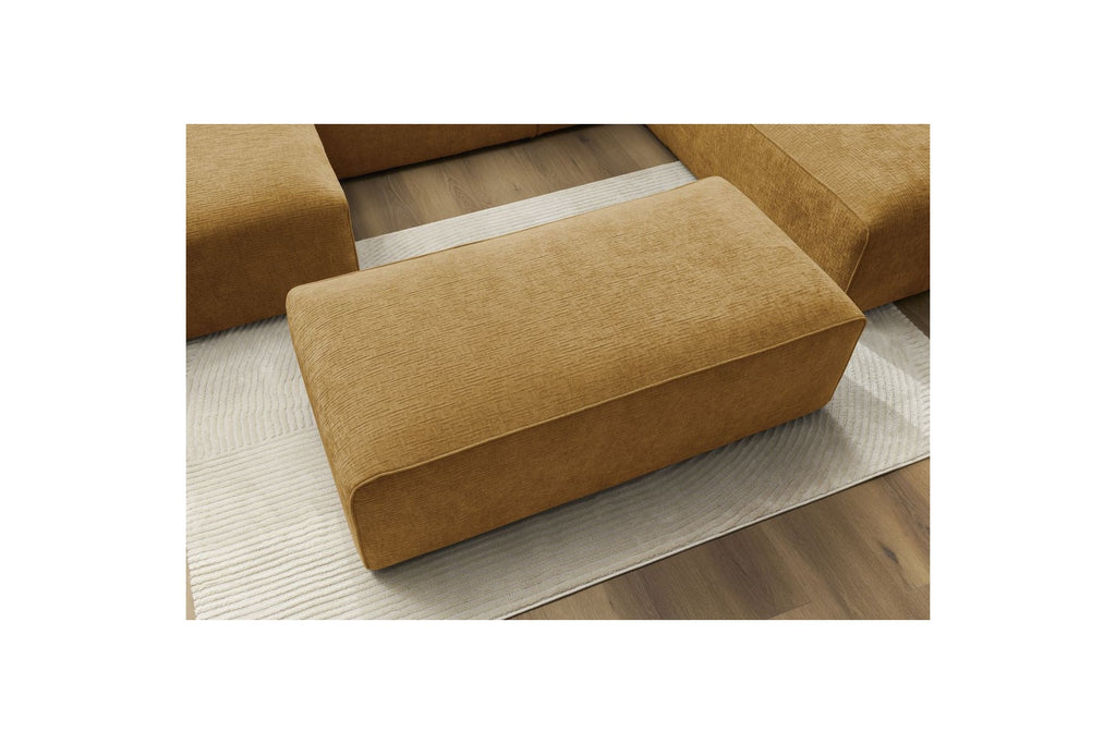 Fixed Panoramic Sofa - Megeve - With Pouffe - Textured Fabric - Left Corner