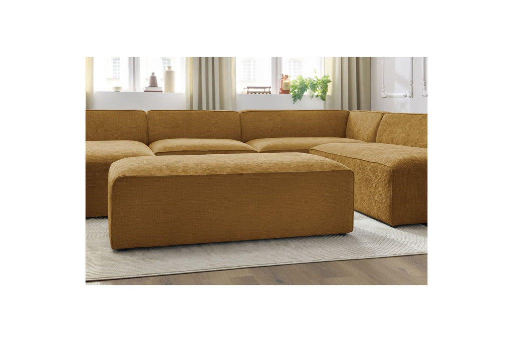 Fixed Panoramic Sofa - Megeve - With Pouffe - Textured Fabric - Left Corner