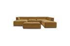 Fixed Panoramic Sofa - Megeve - With Pouffe - Textured Fabric - Left Corner