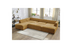 Fixed Panoramic Sofa - Megeve - With Pouffe - Textured Fabric - Right-Hand Corner