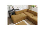 Fixed Panoramic Sofa - Megeve - With Pouffe - Textured Fabric - Right-Hand Corner