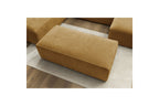Fixed Panoramic Sofa - Megeve - With Pouffe - Textured Fabric - Right-Hand Corner