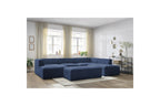 Fixed Panoramic Sofa - Megeve - With Pouffe - Textured Fabric - Left Corner