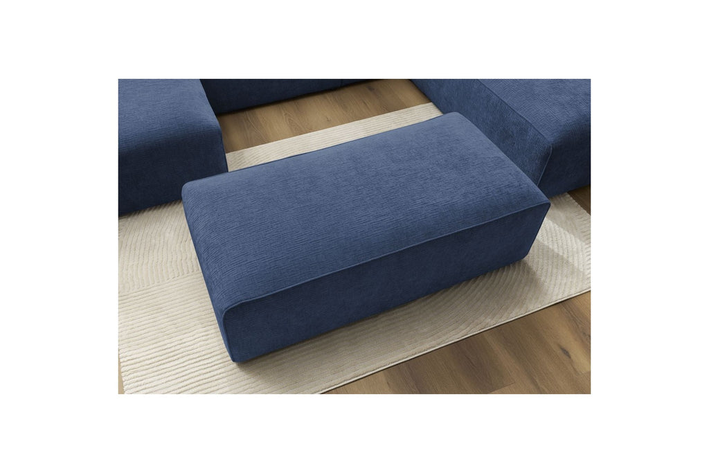 Fixed Panoramic Sofa - Megeve - With Pouffe - Textured Fabric - Left Corner