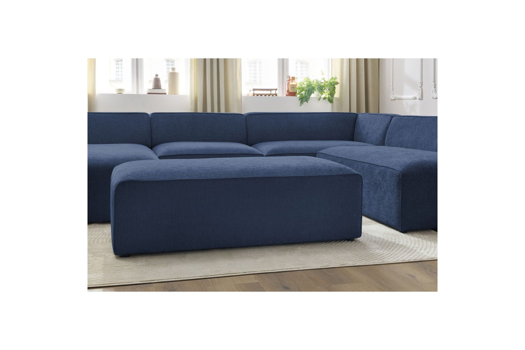 Fixed Panoramic Sofa - Megeve - With Pouffe - Textured Fabric - Left Corner
