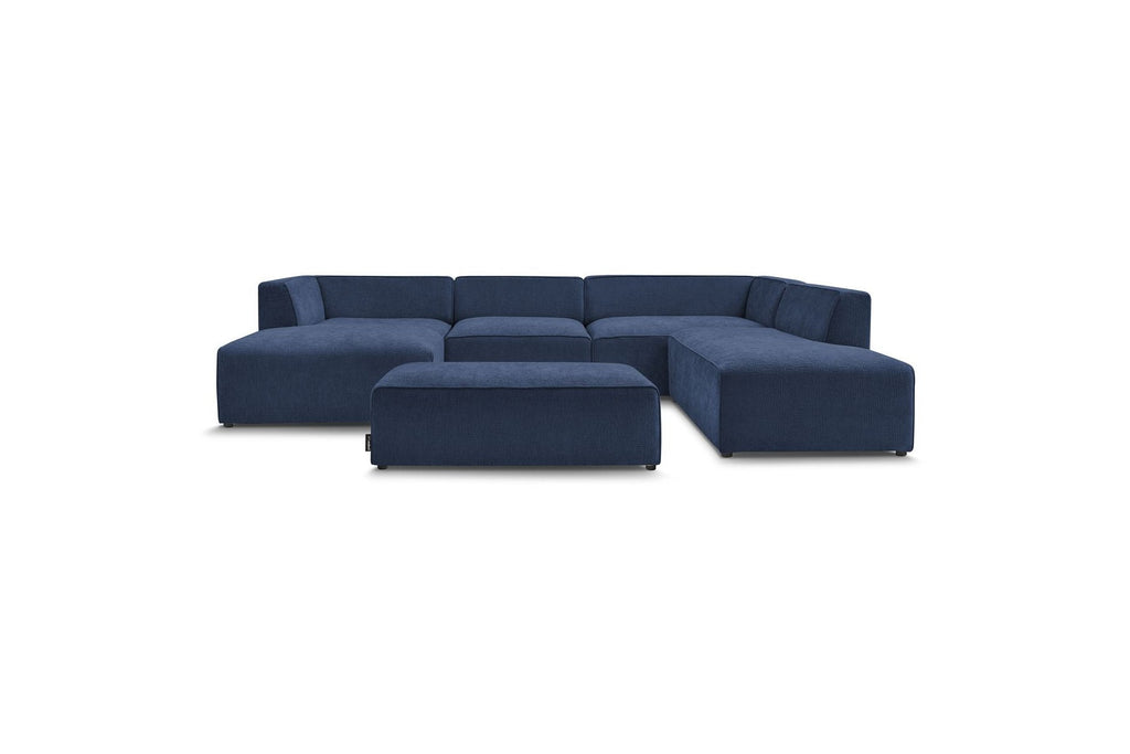 Fixed Panoramic Sofa - Megeve - With Pouffe - Textured Fabric - Left Corner