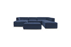 Fixed Panoramic Sofa - Megeve - With Pouffe - Textured Fabric - Left Corner