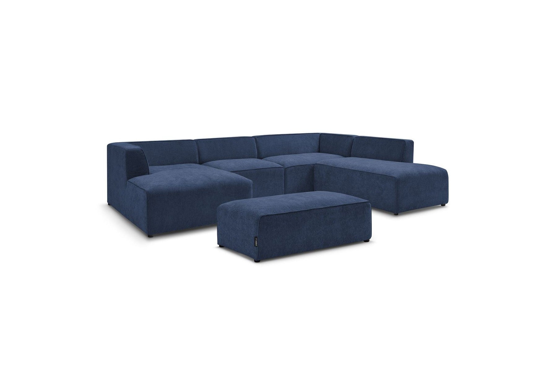 Fixed Panoramic Sofa - Megeve - With Pouffe - Textured Fabric - Left Corner