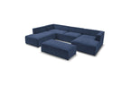 Fixed Panoramic Sofa - Megeve - With Pouffe - Textured Fabric - Right-Hand Corner