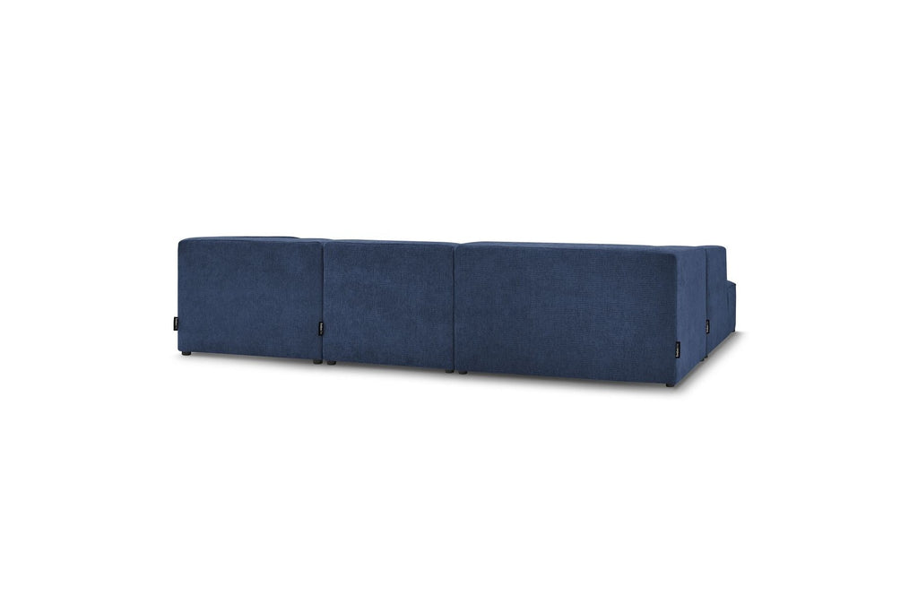 Fixed Panoramic Sofa - Megeve - With Pouffe - Textured Fabric - Right-Hand Corner