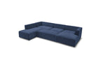 Fixed Panoramic Sofa - Megeve - With Pouffe - Textured Fabric - Right-Hand Corner