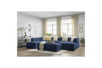 Fixed Panoramic Sofa - Megeve - With Pouffe - Textured Fabric - Right-Hand Corner