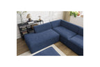 Fixed Panoramic Sofa - Megeve - With Pouffe - Textured Fabric - Right-Hand Corner
