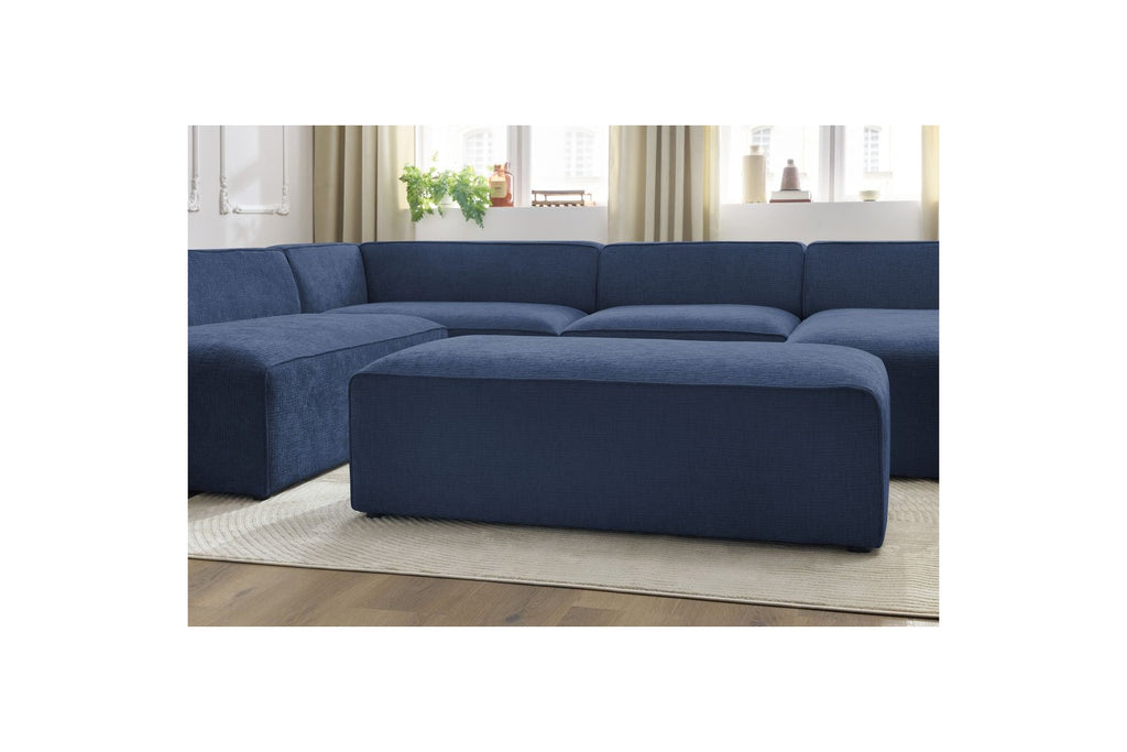 Fixed Panoramic Sofa - Megeve - With Pouffe - Textured Fabric - Right-Hand Corner