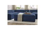 Fixed Panoramic Sofa - Megeve - With Pouffe - Textured Fabric - Right-Hand Corner