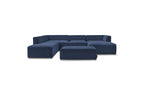 Fixed Panoramic Sofa - Megeve - With Pouffe - Textured Fabric - Right-Hand Corner