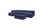 Fixed Panoramic Sofa - Megeve - With Pouffe - Textured Fabric - Right-Hand Corner