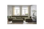 Fixed Panoramic Sofa - Megeve - With Pouffe - Textured Fabric - Left Corner