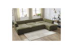 Fixed Panoramic Sofa - Megeve - With Pouffe - Textured Fabric - Left Corner