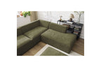 Fixed Panoramic Sofa - Megeve - With Pouffe - Textured Fabric - Left Corner