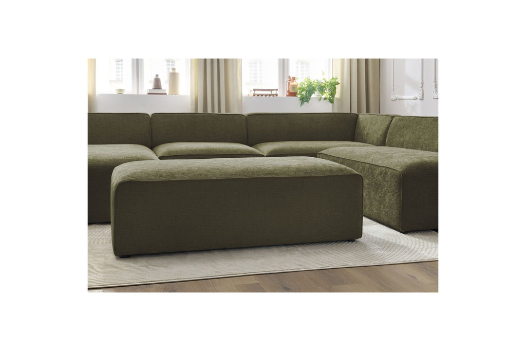 Fixed Panoramic Sofa - Megeve - With Pouffe - Textured Fabric - Left Corner