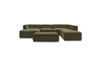 Fixed Panoramic Sofa - Megeve - With Pouffe - Textured Fabric - Left Corner