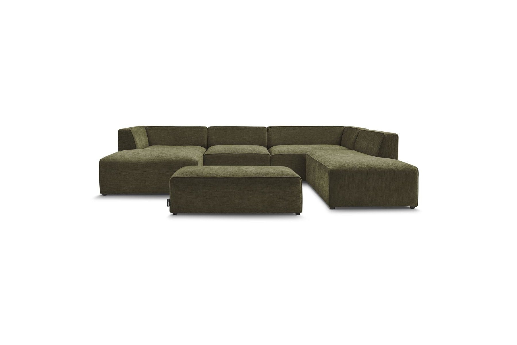 Fixed Panoramic Sofa - Megeve - With Pouffe - Textured Fabric - Left Corner