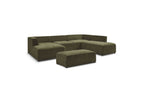 Fixed Panoramic Sofa - Megeve - With Pouffe - Textured Fabric - Left Corner