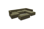 Fixed Panoramic Sofa - Megeve - With Pouffe - Textured Fabric - Left Corner