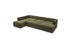 Fixed Panoramic Sofa - Megeve - With Pouffe - Textured Fabric - Right-Hand Corner